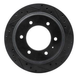 Acura SLX Brake Rotor (1) - Rear Right - R1 Concepts - Drilled & Slotted - Black - `92-`04